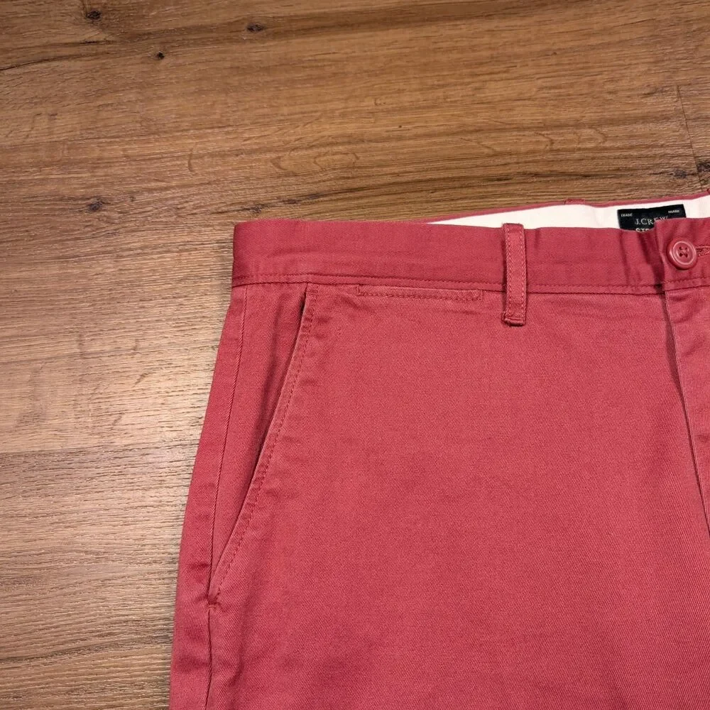 J Crew 770 Chino Pants Mens 34x34(33) Red Stretch Casual Flat Front Straight Leg